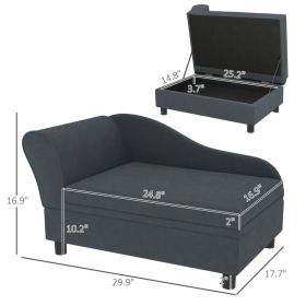 PawHut Pet Sofa Bed Couch With Storage, Pet Sofa For Cats And Small Dogs, Dark Gray (Option: Dark Gray)