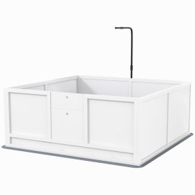 Whelping Box for Puppies with Pee Pad, Pig Rail, Adjustable Door for Small, Medium & Large Breed Dogs Birth, 49" x 48" (Option: White-1290x600x160 mm)