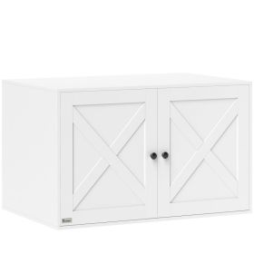 Cat Litter Box Enclosure with Barn Door, Cat Hole, 31.5" x 21" x 20", White (Option: White-900x600x140 mm)