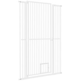 59" Extra Tall Pet Gate, 30"-41" Dog Gate with Cat Door, 1.4" Narrow Gap, 2.8" and 5.5" Extension, for Doorway, Hallway (Option: White-1560x780x70 mm)