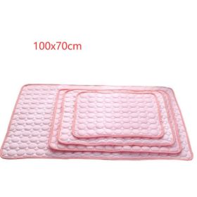 Pet Dog Cat Ice Silk Cold Nest Pad For Cooling In Summer (Option: Pink-102x70cm)