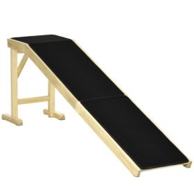 Ramp For Dog Bed, Pet Ramp For Dog With Non-slip Carpet And Top Platform (Option: Natural color)