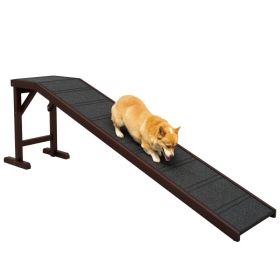 Dog Ramp for Bed, Pet Ramp for Dogs with Non-Slip Carpet and Top Platform, 74" x 16" x 25", Brown (Option: Brown-880x520x185 mm)