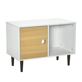 Wooden Cat House with Soft Cushion, Decorative Kitten Condo Side Table, Elevated Pet House with Storage Space (Option: White-800x460x160 mm)