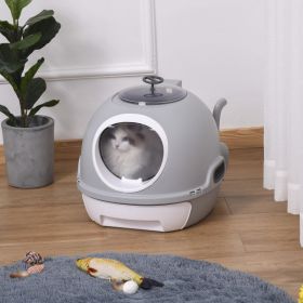 Cat Litter Box Toilet with Lid (Option: Gray-560x475x360 mm)