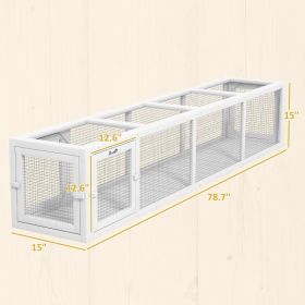 Wooden Cat Run With Weather Protection, Connecting Inside And Outside (Option: White)