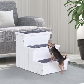 3 Step Carpeted Non Slip Pet Stairs Ramp for Cats and Small Dogs (Option: White-480x145x575 mm)