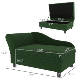 PawHut Pet Sofa Bed Couch With Storage, Pet Sofa For Cats And Small Dogs, Green (Option: Green)