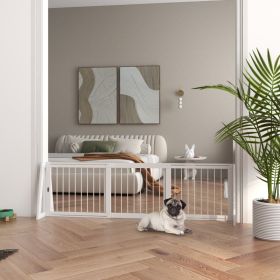 28"-75" Freestanding Wooden Pet Gate with Support Feet & Non-Slip Mats for Indoor, Stairway, Doorway, White (Option: White-755x625x125 mm)