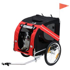 Dog Bike Trailer, Pet Wagon Bicycle Trailer with Easy Folding Cart Frame, 20" Large Rubber Wheels, 3 Entrances, Mesh Screen, Pet Bike Trailer for (Option: Red-860x225x635 mm)