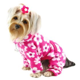 Full Blossom Fleece Turtleneck Pajamas (Color: PINK, size: XS)