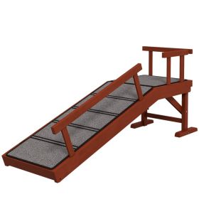 Wooden Dog Ramp with Removable Guardrails, Non-Slip Surface, 49" Long, Brown (Option: Brown-990x465x150 mm)