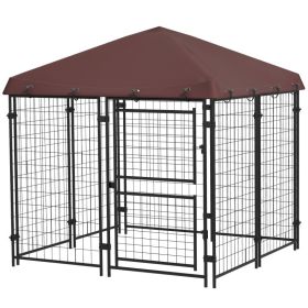 4.6' x 4.6' x 5' Dog Kennel Outdoor with Waterproof Canopy, Large Door (Option: Brown-1180x715x200 mm)