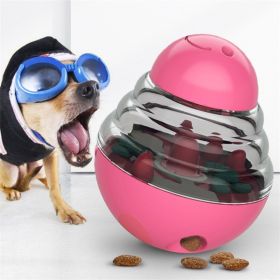 Dog Toys Food Ball Food Dispenser Training Balls Interactive Puppy Cat Slow Feed Pet Tumbler Toy Dogs Puzzle Toys Pet Supplies (Color: PINK)