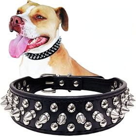 Adjustable Microfiber Leather Spiked Studded Dog Collar with a Squeak Ball Gift for Small Medium Large Pets Like Cats/Pit Bull/Bulldog/Pugs/Husky (Color: PINK, size: M(12"-15" / 30.5cm-38cm))