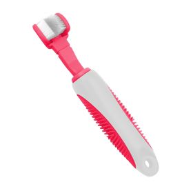 Pet Life 'Denta-Clean' Dual-Sided Action Bristle Pet Toothbrush (Color: PINK)