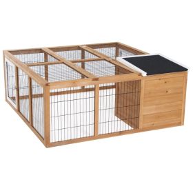 Rabbit Hutch, Waterproof Rabbit House For Small Animals, Natural (Option: Natural Wood-1275x540x185 mm)