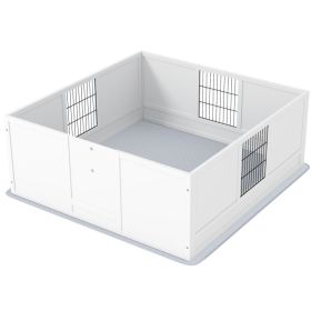 Dog Whelping Box with Washable Pee Pad, Adjustable Height Door, for Large Breed Dogs, 49" x 47" x 19" (Option: White-1300x580x145 mm)