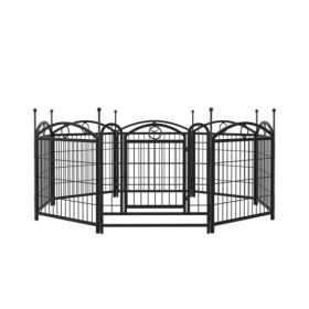Dog Playpen Indoor 24 Inch 8 Panel Metal Dog Playpen (Option: Black)