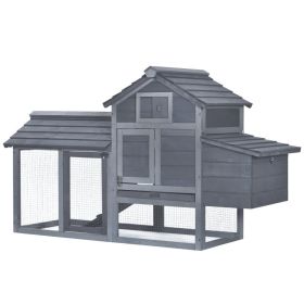 59" Small Wooden Chicken coop Hen House Poultry Cage for Outdoor Backyard with 2 Doors, Nesting Box and Removable Tray, Gray (Option: Grey-925x575x260 mm)
